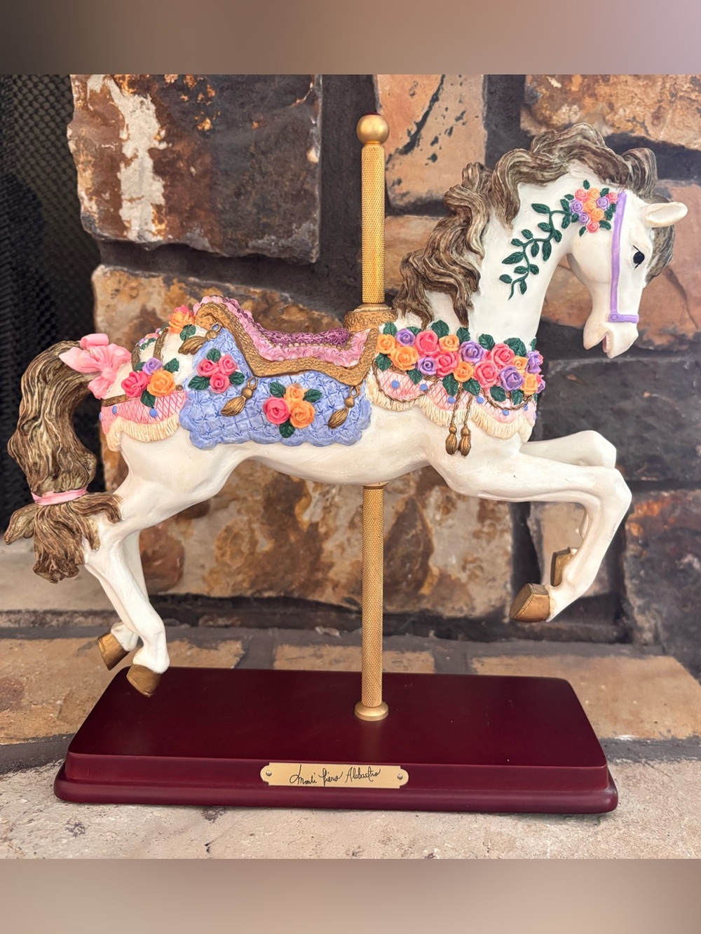 Beautiful vintage Monti Piero Alabastro porcelain carousel horse